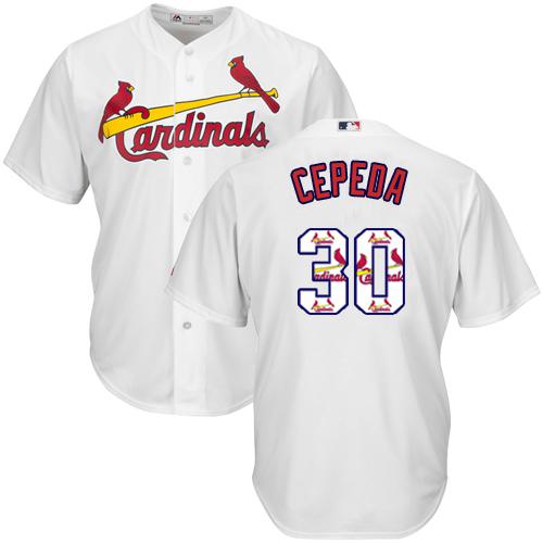 Cardinals #30 Orlando Cepeda White Team Logo Fashion Stitched MLB Jersey